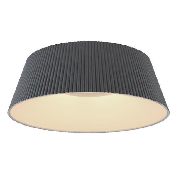 Taklampa i antracitmetall, opal antracit akryl, dimbar, Fjärrkontroll, Fixerbar färg, D:460, H:170, inkl. 1xLED 45W