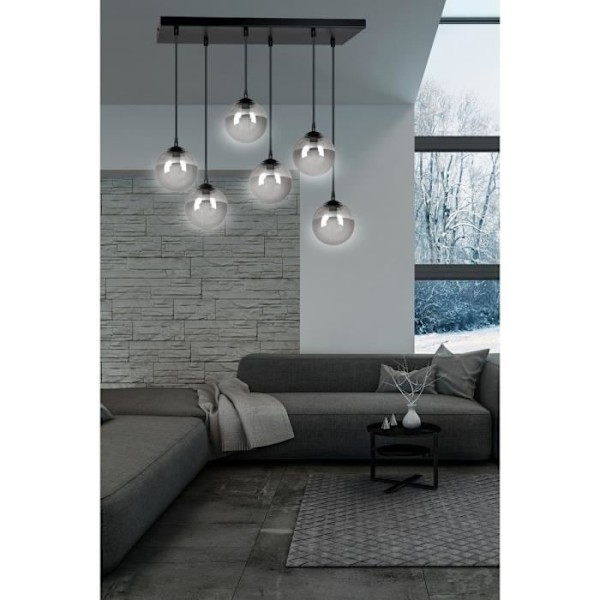 Emibig COSMO Cosmo taklampa svart Globe Cluster med grafitglas lampskärm, 6x E14