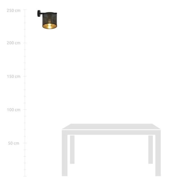 Emibig JORDAN Sort Jordan væglampe med lampeskærm med sort og guld stof lampeskærm, 1x E27