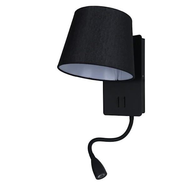 Væglampe - NABIA - Mat Sort - E27 - LED 3W - USB Port