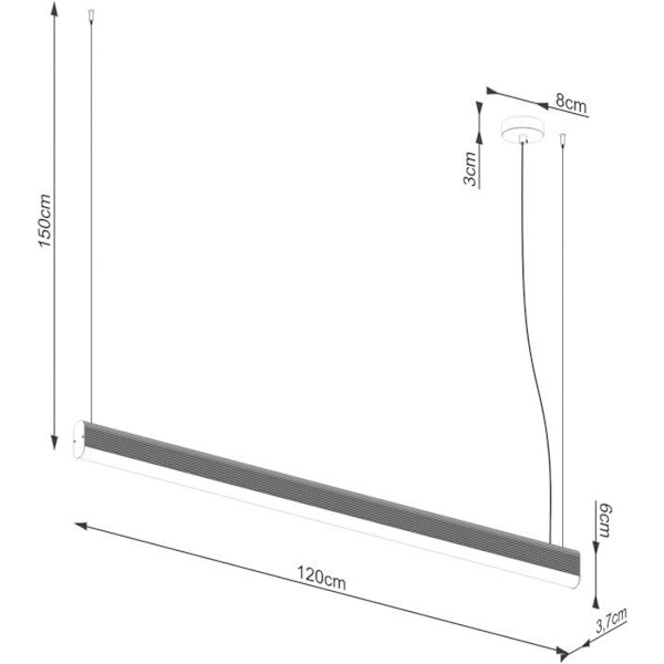 Suspension Luminaire - Sollux - Pendellampa - Aluminium - 120x8x150cm - 3000K - Vit