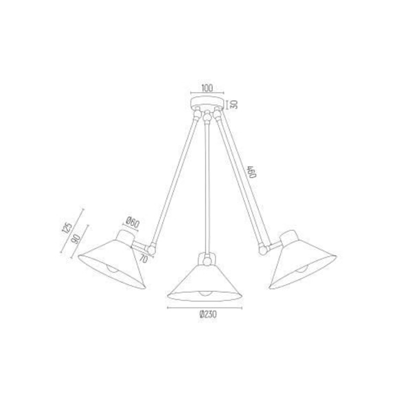 Argon ALTEA Semi-infälld taklampa Multi Arm svart struktur