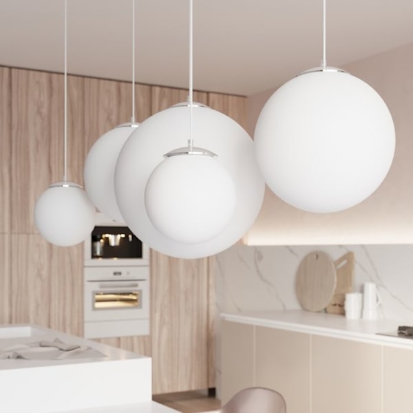 UGO 20 E27 Modern Vit / Krom Pendellampa SOLLUX vit/krom