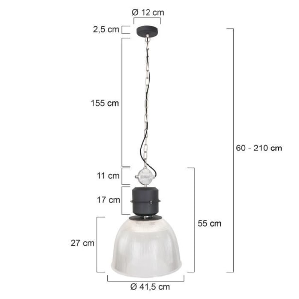 Sienna ClearvoyantDome loftspendel - mat sort - metal - diameter 42 cm - E27 base