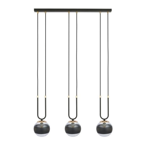 Emibig GLAM Glam Globe Bar pendel loftslampe sort med transparent og sort glasskærm, 3x E14