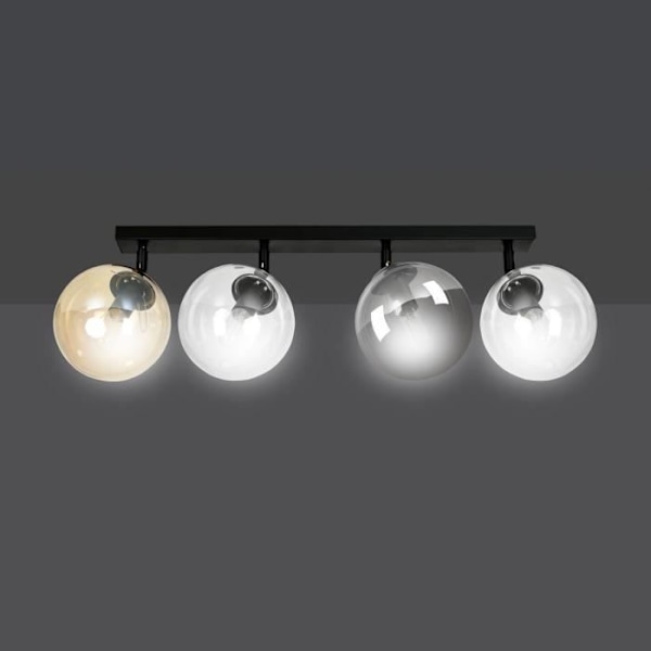 Emibig TOFI Black Globe takstrålkastare med klara, grafit och bärnstensfärgade glasskärmar, 4x E14