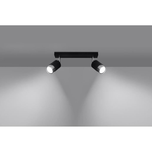 Plafondslampa - SOLLUX - Nero - Svart/Krom - 2x GU10 - Modern Design - 40W