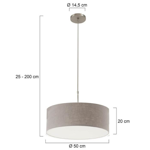 Sienna Sparkled Light Cylindrisk Pendel Loftslampe Børstet stål, hørstof
