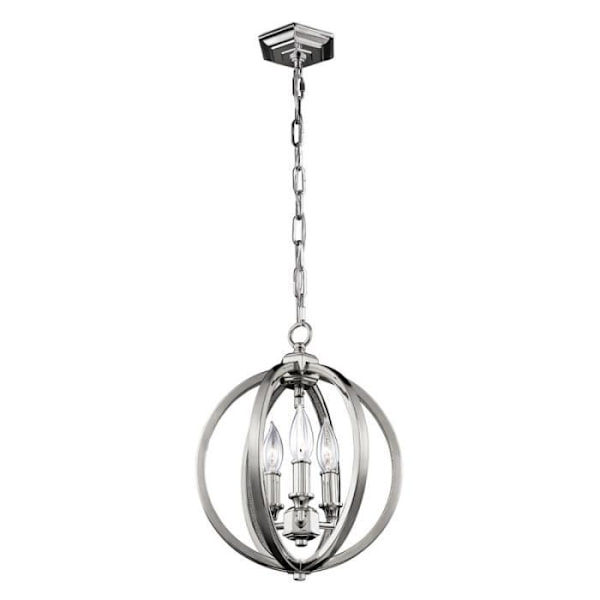Corinne taklampa, liten, polerad nickel, 3 lampor