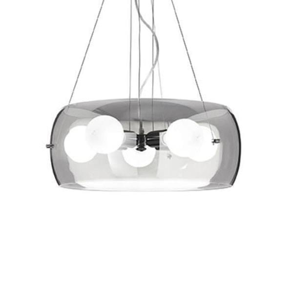 Samtida AUDI10 SP5 FUME' pendellampa - IDEAL LUX - Ø 48,5 cm - Kromad metall och blåst glas - 5x60W E27