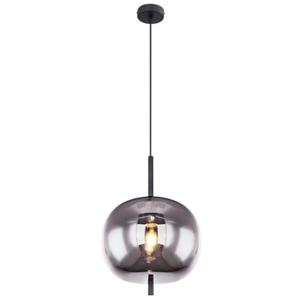 BLACKY taklampa (D30cm) i svart metall och rökt glas