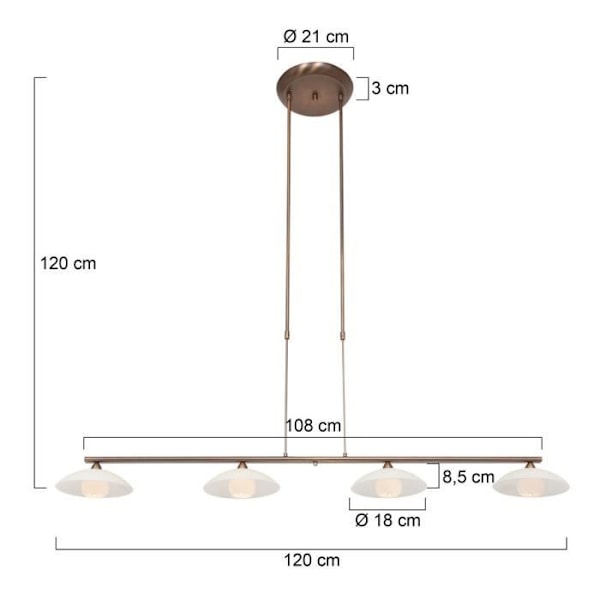 Sienna Sovereign Classic Straight Bar pendel i børstet bronze - Sienna brand - 4 G9 lamper - 120x21cm