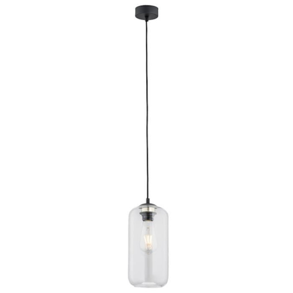 Pendellampe - Argon - KALIMERA - Transparent Kuppel - Mat Sort - E27 - 110 cm