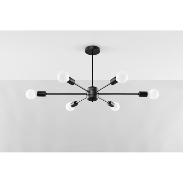 Plafondslampa - SOLLUX - Lango - Svart - 6x E27 - Stål - Modern design