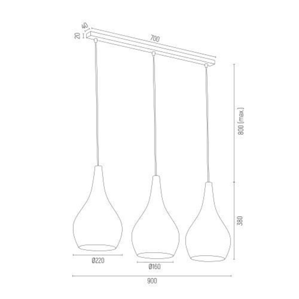 Loftlys - Argon - SANTANA - 3 lyskilder - Opal - Hvid glans - E27