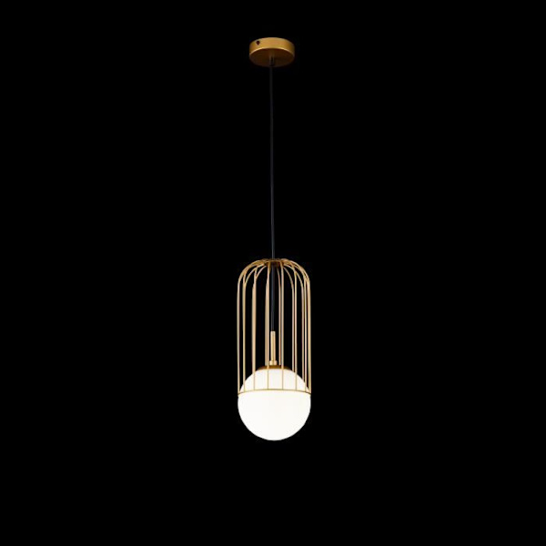 Fjädring design, 1 lampa, modern, i metall i färgen guld, i glas i färgen vit, exkl. E27 40W 220-240V