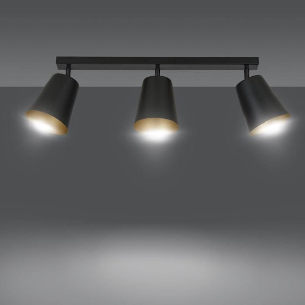 Emibig PRISM Prism takspotlight bar svart/guld 3x E27