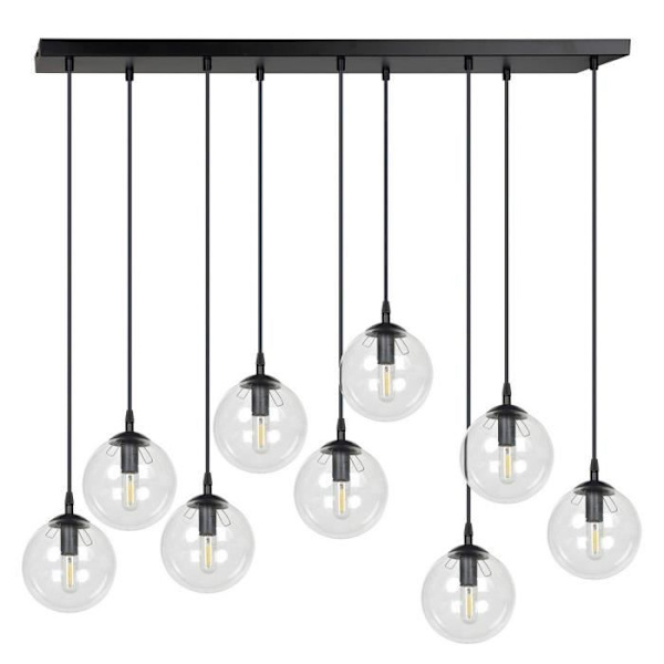 Emibig COSMO Cosmo Black Globe Cluster Taklampa med klarglasskärm, 9x E14