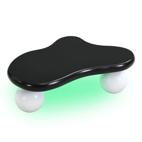 Cloud Style soffbord med LED-belysning – Modernt soffbord med 16 färger & runda ben Black + White