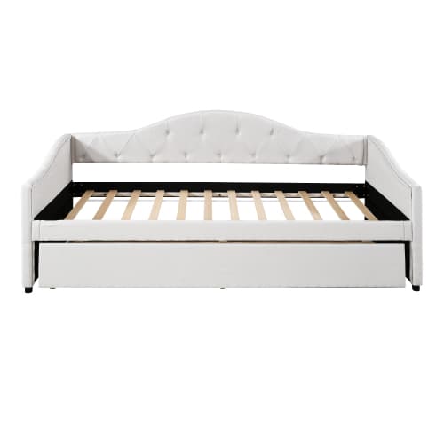 Linnesäng 90x200 cm med utdragbar säng | Minimalistisk design Beige