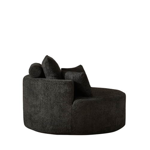 Fåtölj i chenille, ingen montering krävs, fluffig gungstol för vardagsrum & sovrum, modern & bekväm Black