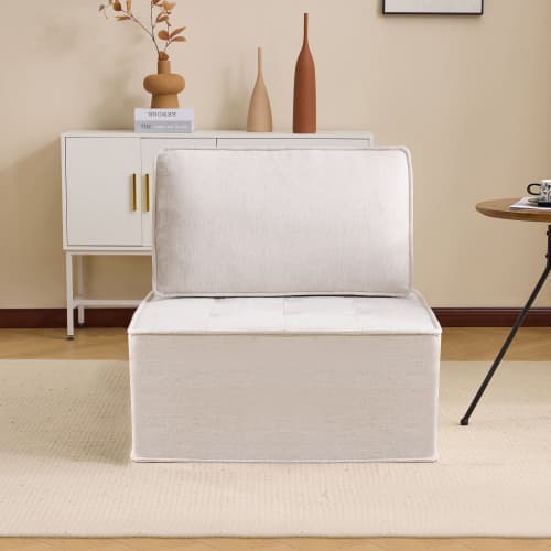 Enkel soffa & sittpuff kombination: Flexibel sittlösning för vardagsrum, sovrum, gästrum eller barnrum White