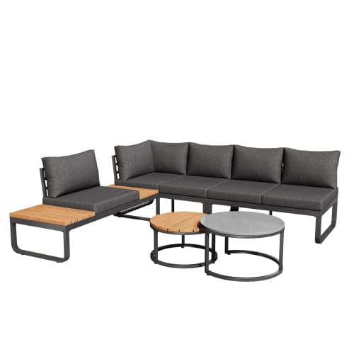 Trädgårdsmöbelset (4-5 sitsar), 2 stapelbara soffbord, galvaniserad järnram, bekväma trädgårdsmöbler Grey