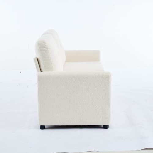 Elfenbensvit 2-sitssoffa med creppstruktur: vardagsrumssoffa med dubbel lådförvaring & modern design lvory