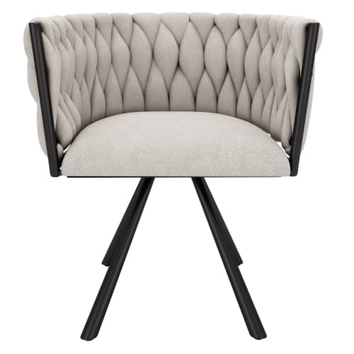 Linne matrumsstol, 2-delat set, individuell lätt lyx vardagsrum sovrum roterande stol Black + Linen