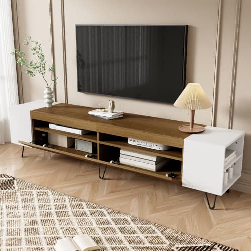 Modernt TV-skåp, vit och träoptik – längd 180 cm White
