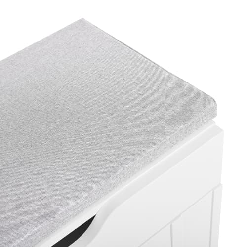 Modern skoskåp med 3 dörrar, låda och sitsklädsel – vit White