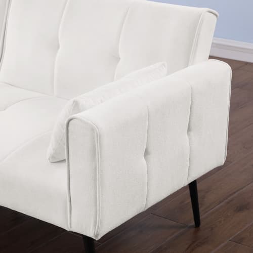 Futon Bäddsoffa 173 cm, Modern & Konvertibel som Soffa och Säng, Idealisk för Små Utrymmen & Vardagsrum White