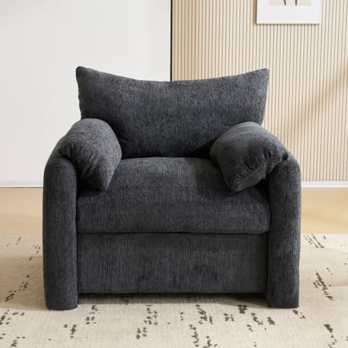 Överdimensionerad fåtölj i chenille - Modern enkelsoffa - Dekorativ fritidsstol för vardagsrum och sovrum - Bekväm och stilren Gray