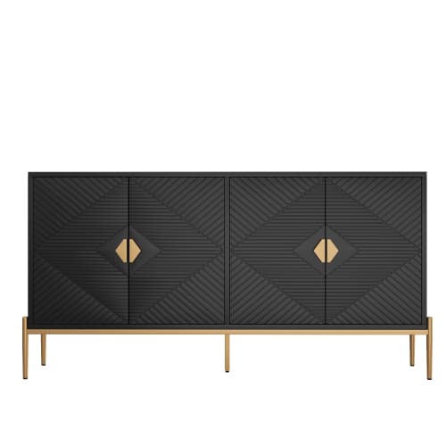 Skænk 162x80cm, Moderne opbevaringsskab & kommode, Alsidig til stue, spisestue & entré Black