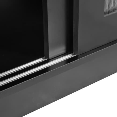 Svart barbord, utdragbart & 360° roterbart - med förvaringsutrymme, glasskåpsdörr & sideboard Black
