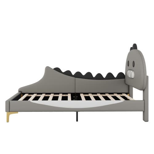 Grå dinosauriesäng 90x200 cm | Modern platt sängdesign Gray