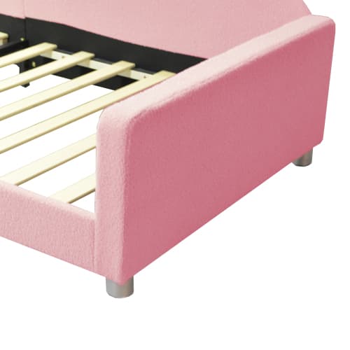 Rosa Teddy säng 90x200 cm - multifunktionell bäddsoffa med armstöd Pink