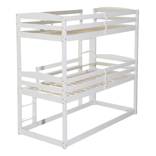 Vit trevåningssäng 90x200 cm | massiv trä barnsäng White