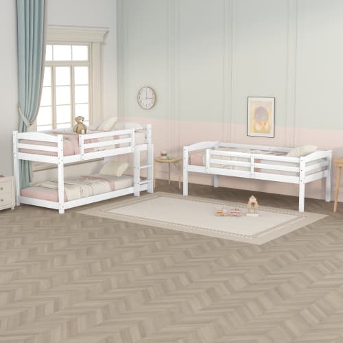 Vit trevåningssäng 90x200 cm | massiv trä barnsäng White