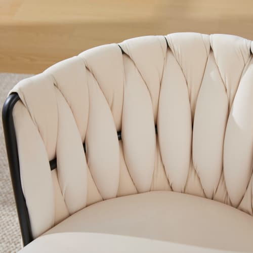 Sammet fåtölj set om 2 med 180° svängfunktion - kraftig ram, ergonomisk, sammetslen Ivory