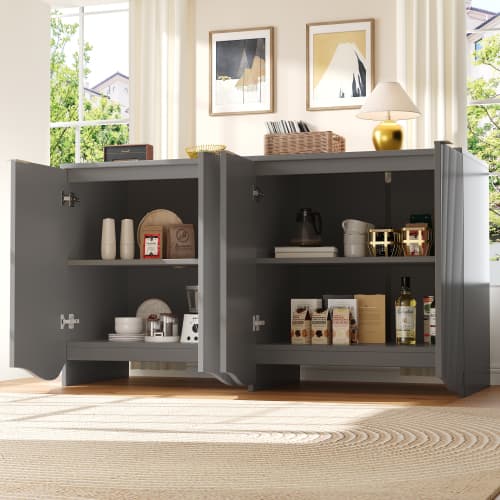 Modern skänk med vågmönsterdesign – grå buffé (140×40×85 cm) för matsal & vardagsrum Grey