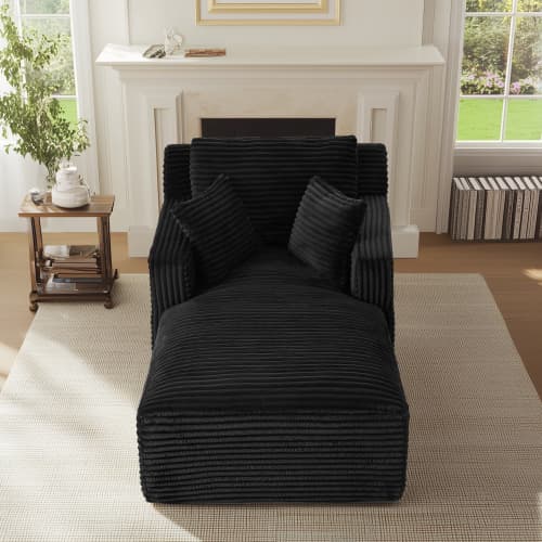 Fløjlsbukser Relaxing Stol, Chaiselong Sofa, Ingen Montering Nødvendig, Til Stue, Kontor & Lejlighed, Komfortabel & Alsidig Black