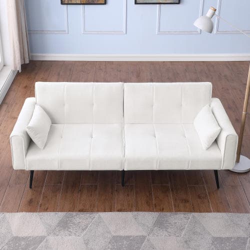 Futon Bäddsoffa 173 cm, Modern & Konvertibel som Soffa och Säng, Idealisk för Små Utrymmen & Vardagsrum White