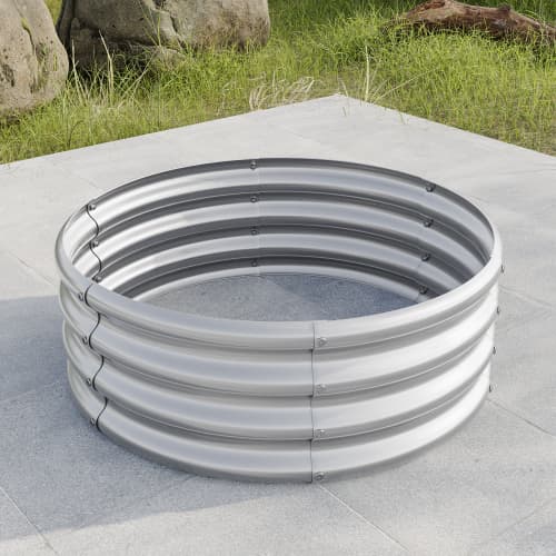 Silver säng rund – galvaniserad planteringsring för grönsaker, frukt & blommor, rostfri & väderbeständig Silver