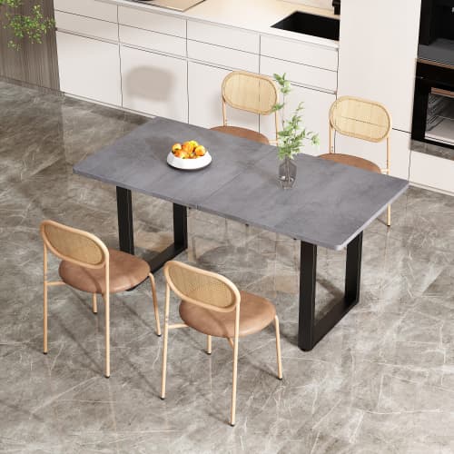 4-delars set vardagsrumsstol, modern, enkel fritidsstol med fyra metallben, rottingfritidsstol Brown + PU