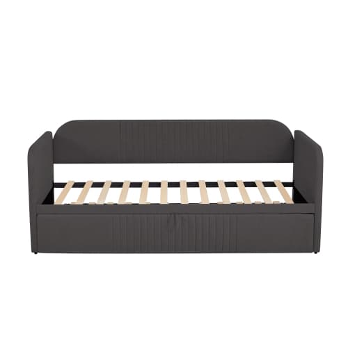 Bäddsoffa 90/180x190 cm | Kan dras ut med ribbor | linnegrå deep gray