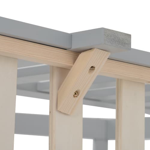 Husformad säng i massivt trä med säkerhetsstaket & ribbotten, grå (200x90cm) – idealisk för barnrum LIGHT GREY