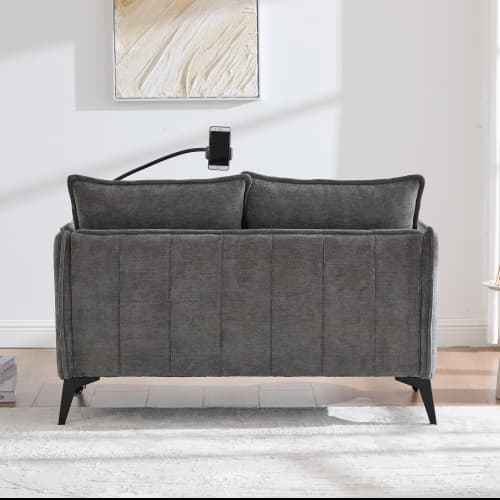 Modern dubbelsoffa med förvaring & smarta funktioner – bekväm tygsoffa för små rum Gray