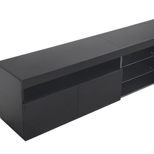 TV-skab 180 cm sort med LED-belysning, lyst panel & opbevaring til stuen Black