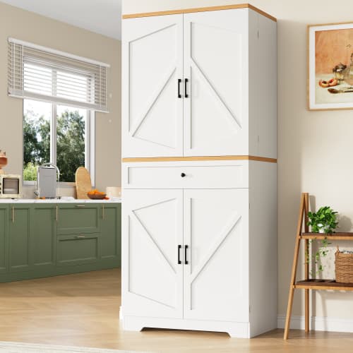 Moderne snackskab med 12 rum, buffetskab 80x180cm til køkken & stue, opbevaringsskab White